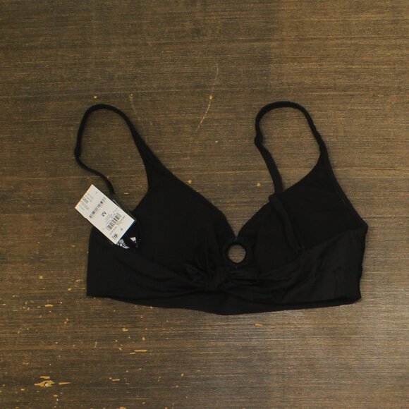 NWT Bar III Womens Resort Solids Ring-Detail Bikini Swim Top MBRS24101 Black M - Picture 4 of 6